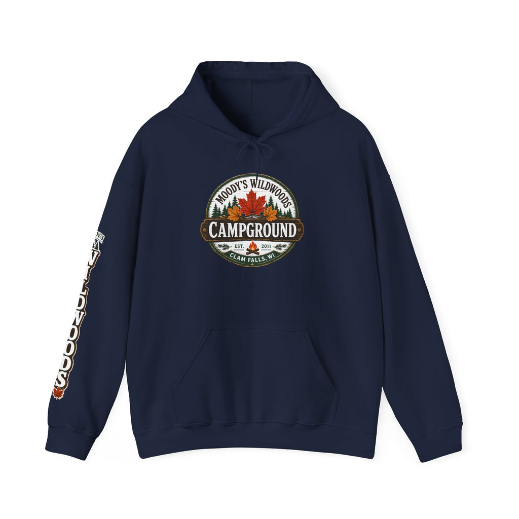 Campground Hoodie — Moody’s Wildwoods Retro Camping Logo Sweatshirt
