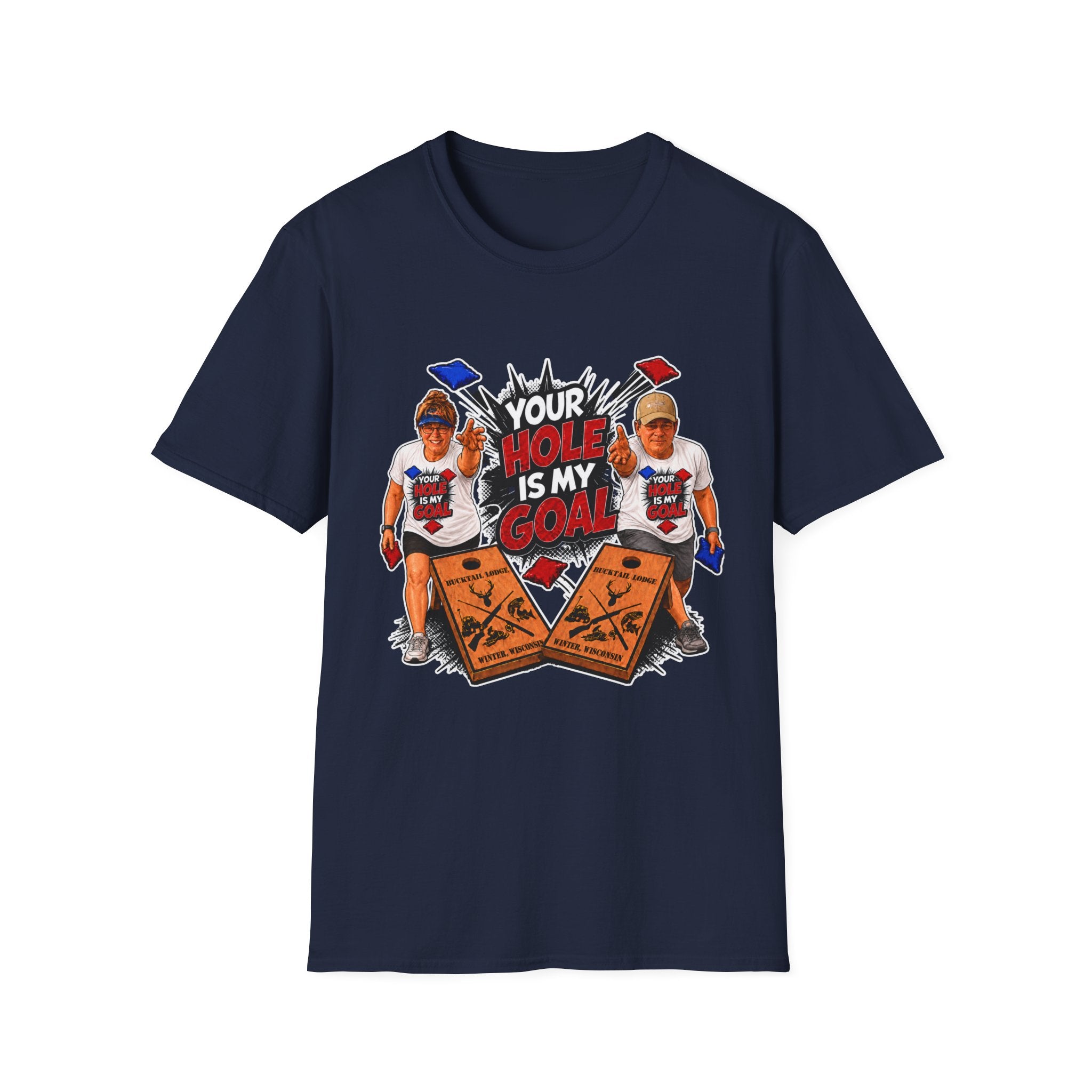 Friends Cornhole Players Graphic T‑Shirt — "Your Hole Is My Goal"