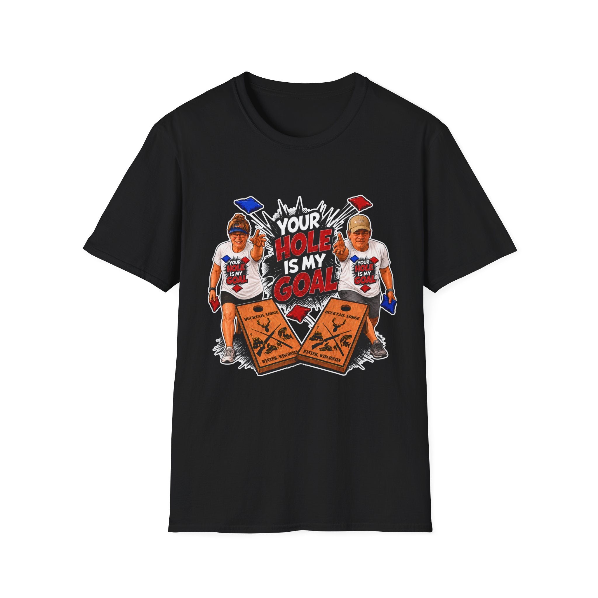 Friends Cornhole Players Graphic T‑Shirt — "Your Hole Is My Goal"
