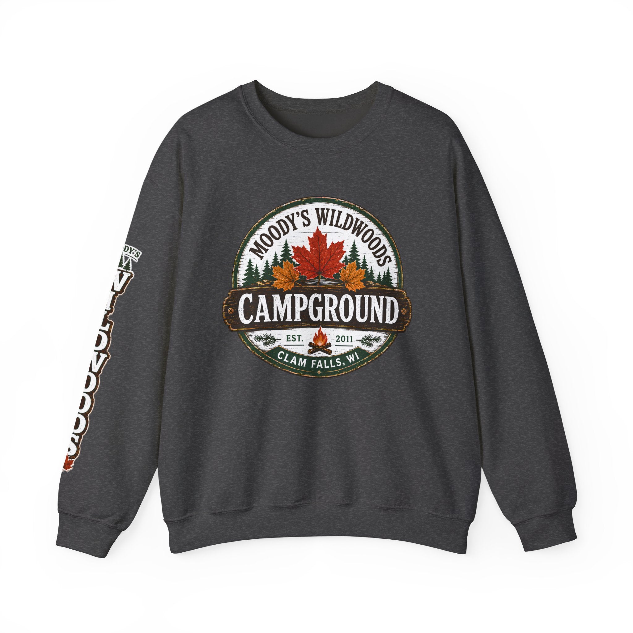 Crewneck Sweatshirt — Moody's Wildwoods Campground Graphic (Autumn Leaves)