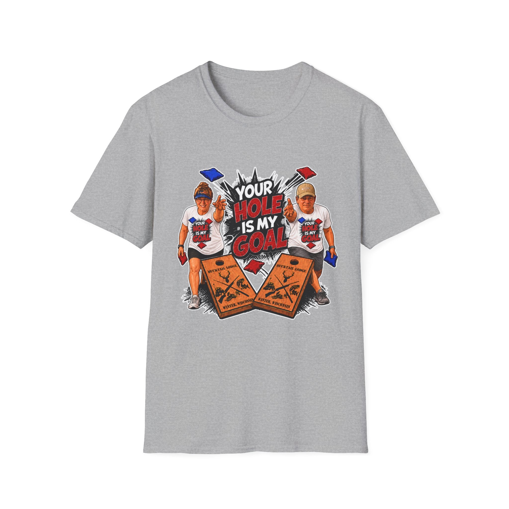Friends Cornhole Players Graphic T‑Shirt — "Your Hole Is My Goal"