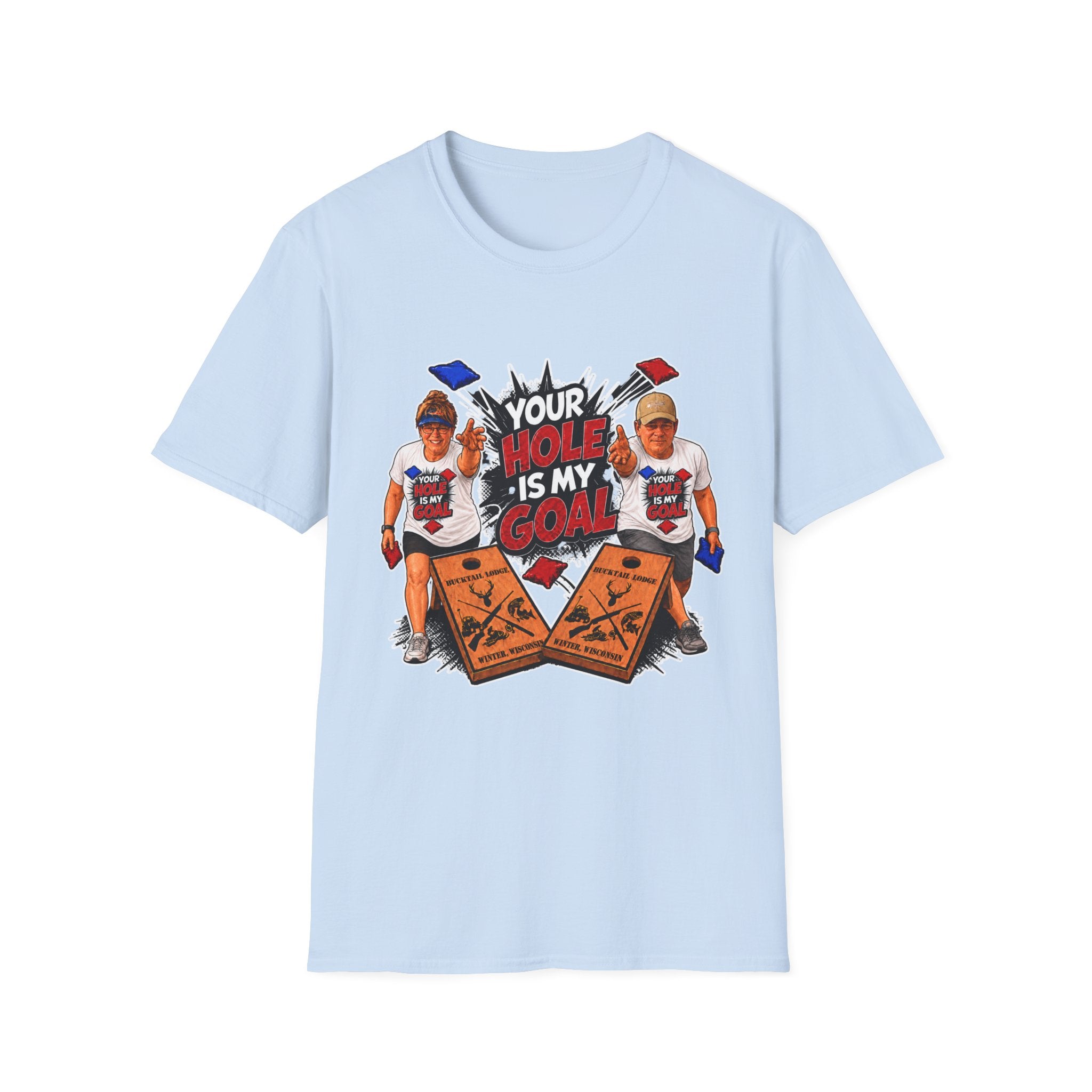 Friends Cornhole Players Graphic T‑Shirt — "Your Hole Is My Goal"