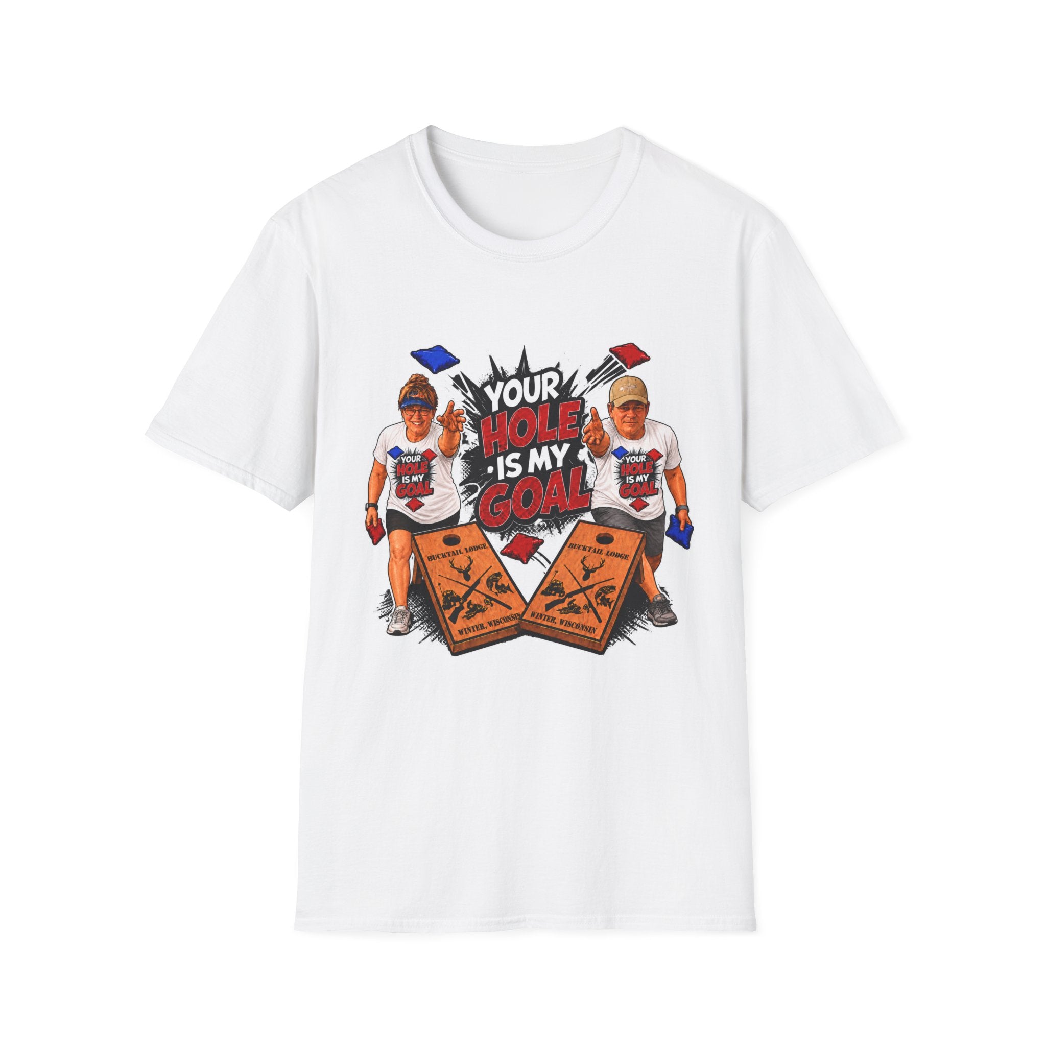 Friends Cornhole Players Graphic T‑Shirt — "Your Hole Is My Goal"