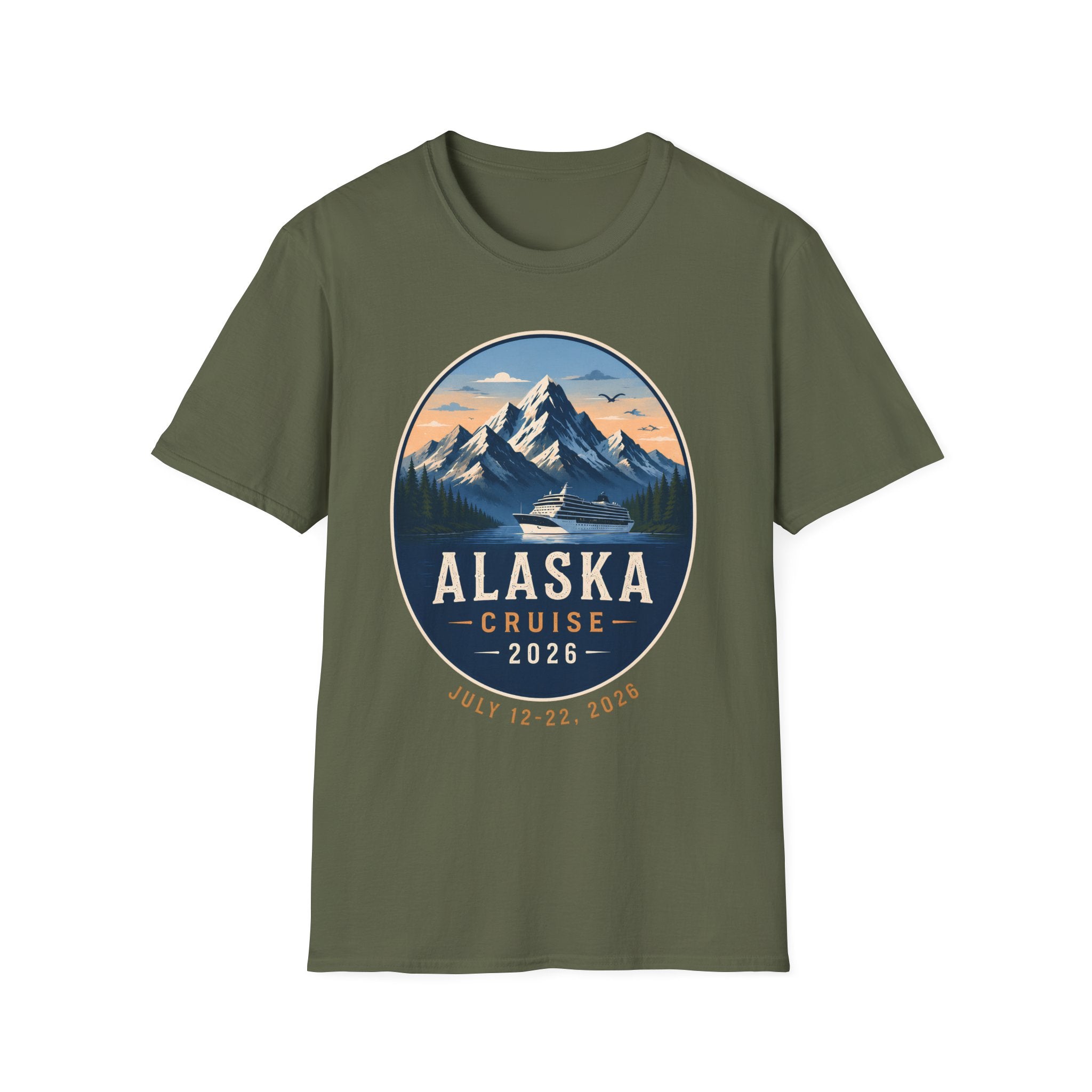 Alaska Cruise T-Shirt — Scenic Mountain & Ship Souvenir Tee (2026)