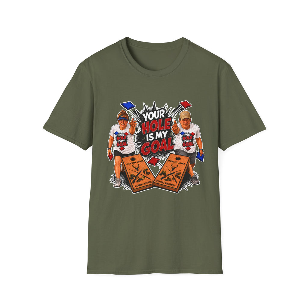Friends Cornhole Players Graphic T‑Shirt — "Your Hole Is My Goal"