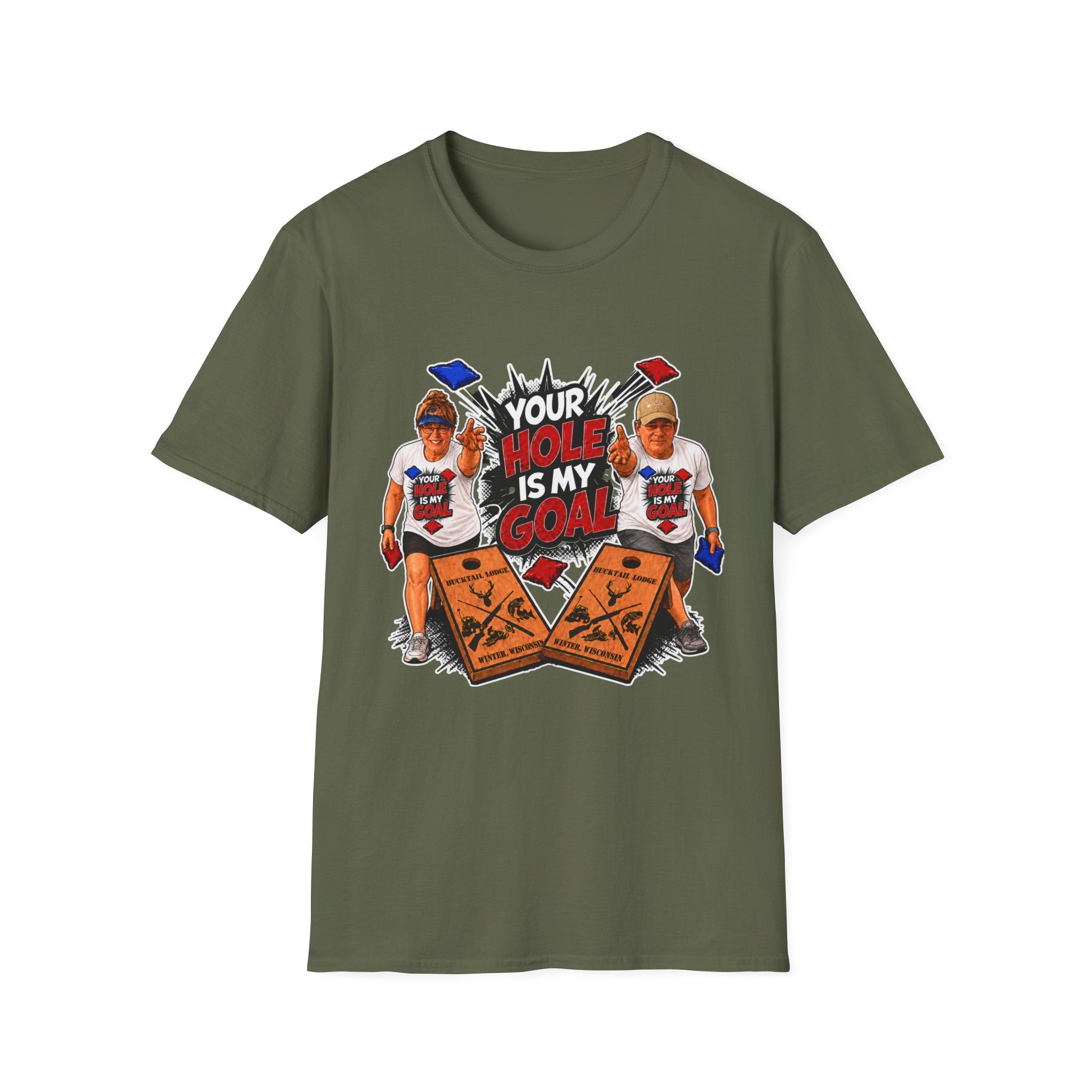 Friends Cornhole Players Graphic T‑Shirt — "Your Hole Is My Goal"