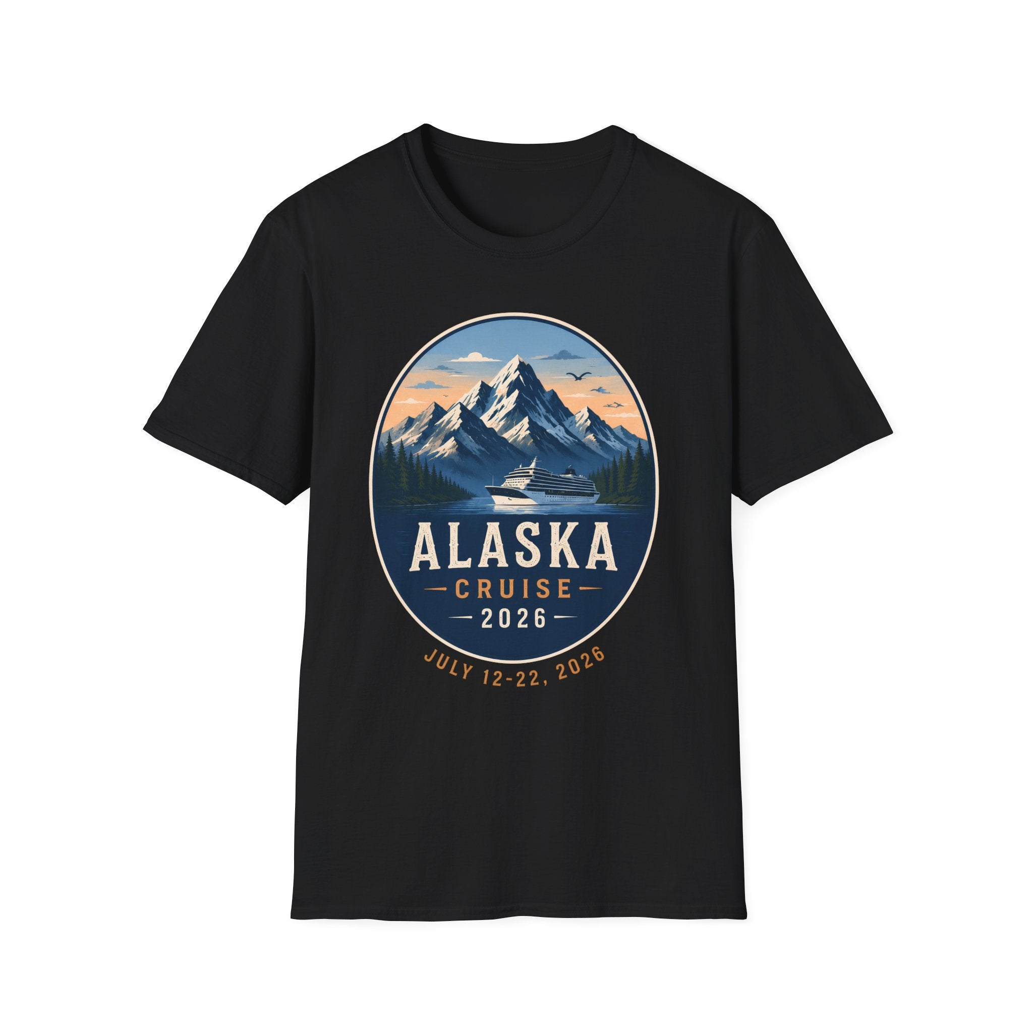 Alaska Cruise T-Shirt — Scenic Mountain & Ship Souvenir Tee (2026)