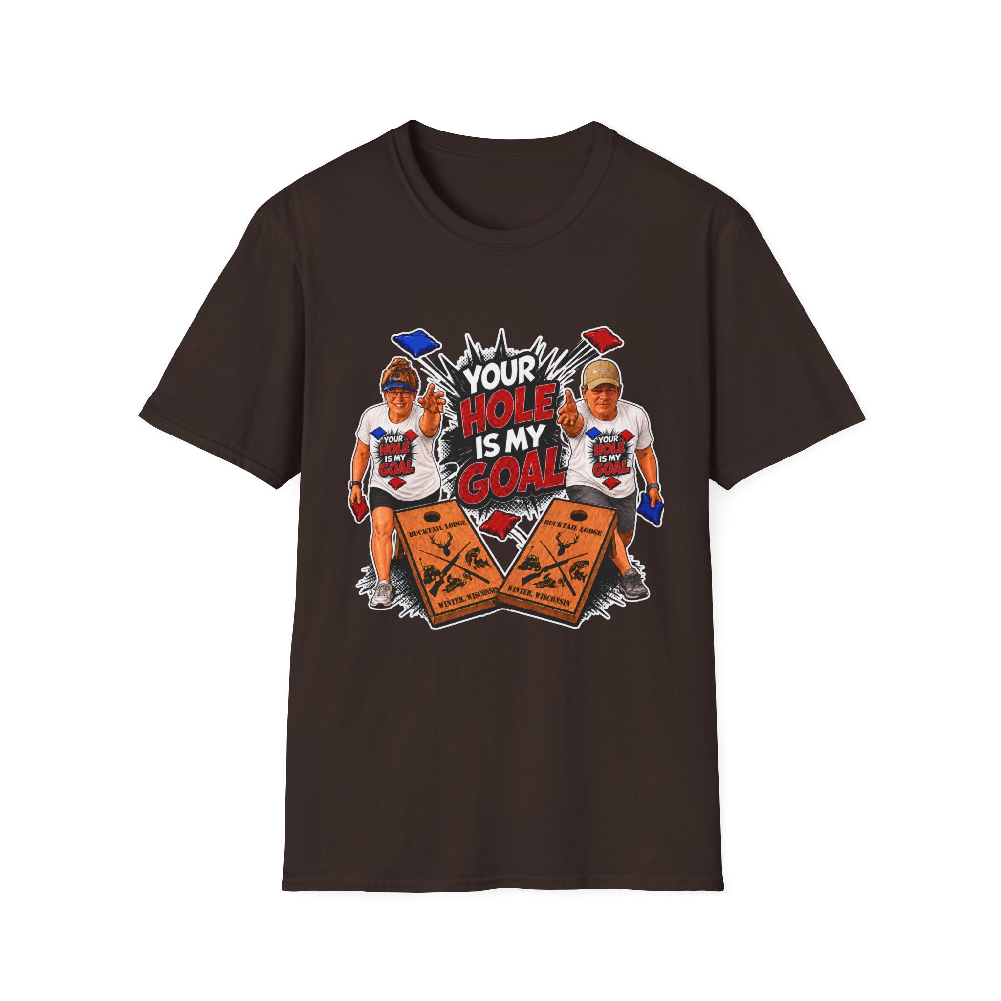 Friends Cornhole Players Graphic T‑Shirt — "Your Hole Is My Goal"