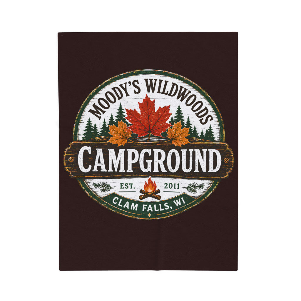 Campground Velveteen Plush Blanket — Moody's Wildwoods Campground Design (Clam Falls, WI)