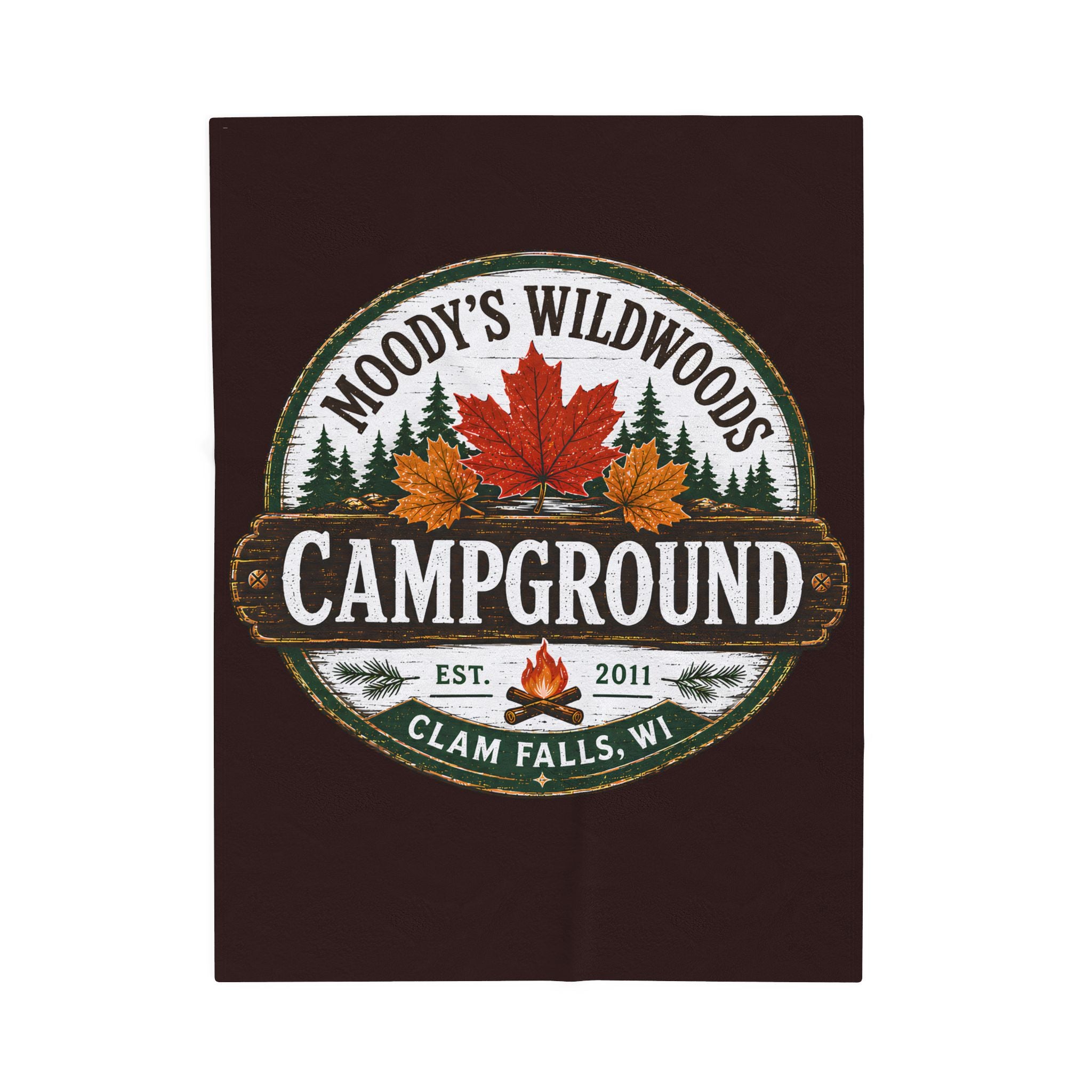 Campground Velveteen Plush Blanket — Moody's Wildwoods Campground Design (Clam Falls, WI)