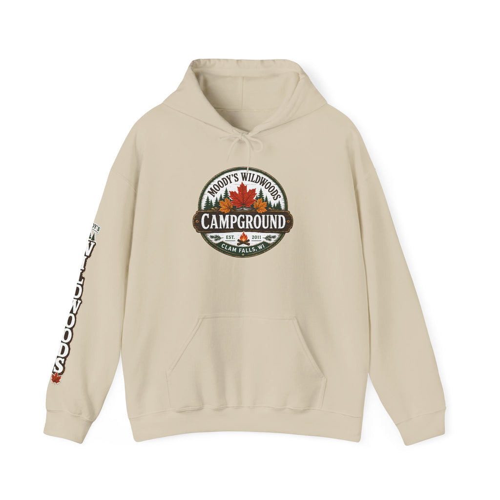 Campground Hoodie — Moody’s Wildwoods Retro Camping Logo Sweatshirt