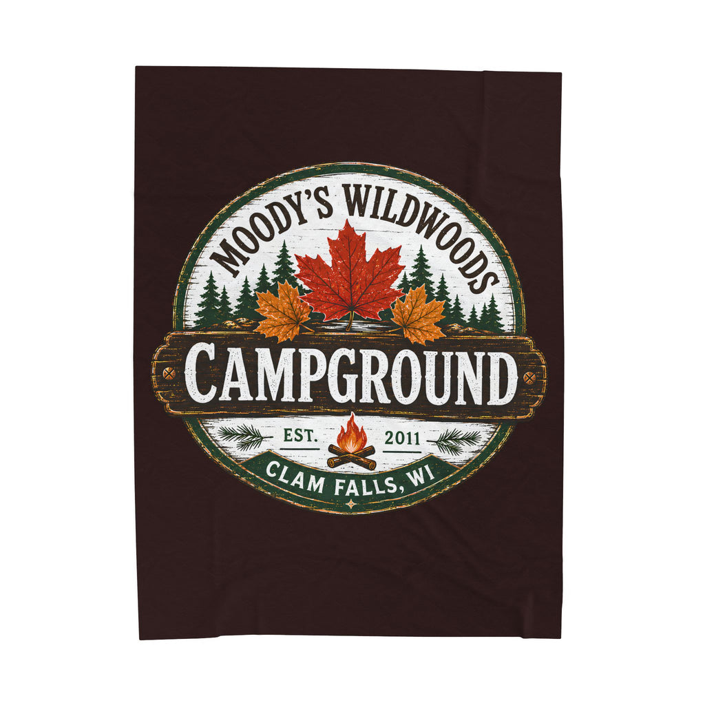 Campground Velveteen Plush Blanket — Moody's Wildwoods Campground Design (Clam Falls, WI)