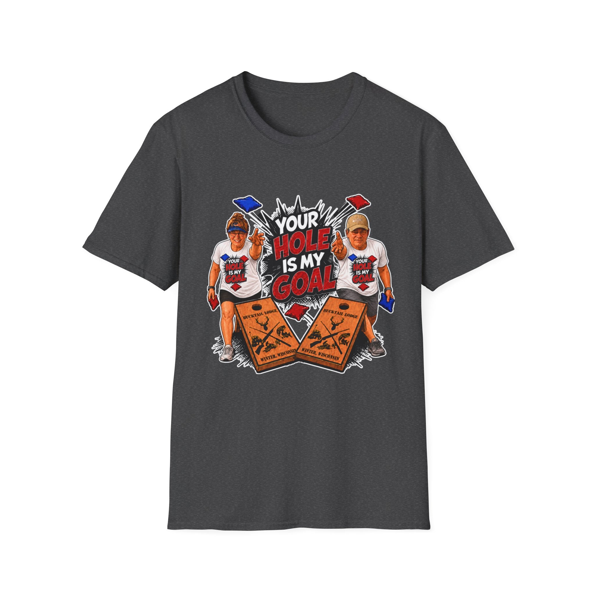 Friends Cornhole Players Graphic T‑Shirt — "Your Hole Is My Goal"