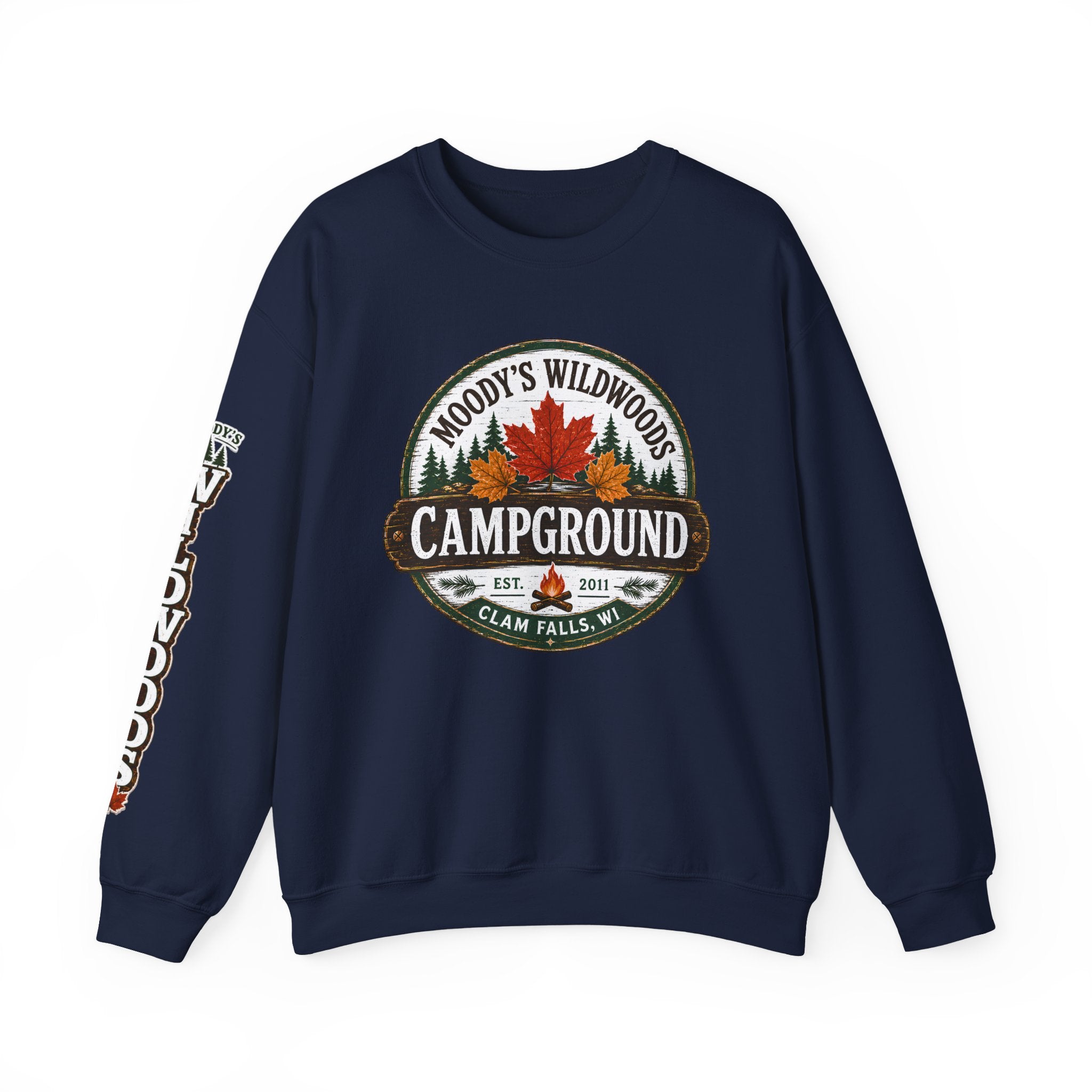Crewneck Sweatshirt — Moody's Wildwoods Campground Graphic (Autumn Leaves)