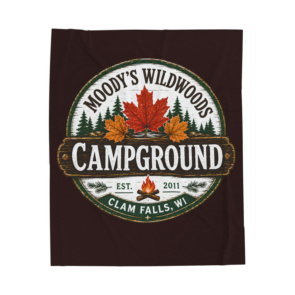 Campground Velveteen Plush Blanket — Moody's Wildwoods Campground Design (Clam Falls, WI)