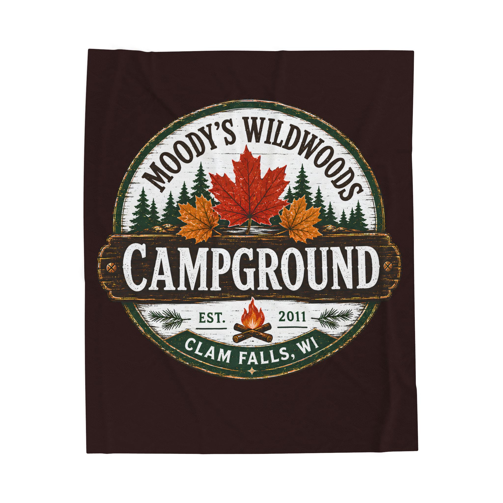 Campground Velveteen Plush Blanket — Moody's Wildwoods Campground Design (Clam Falls, WI)