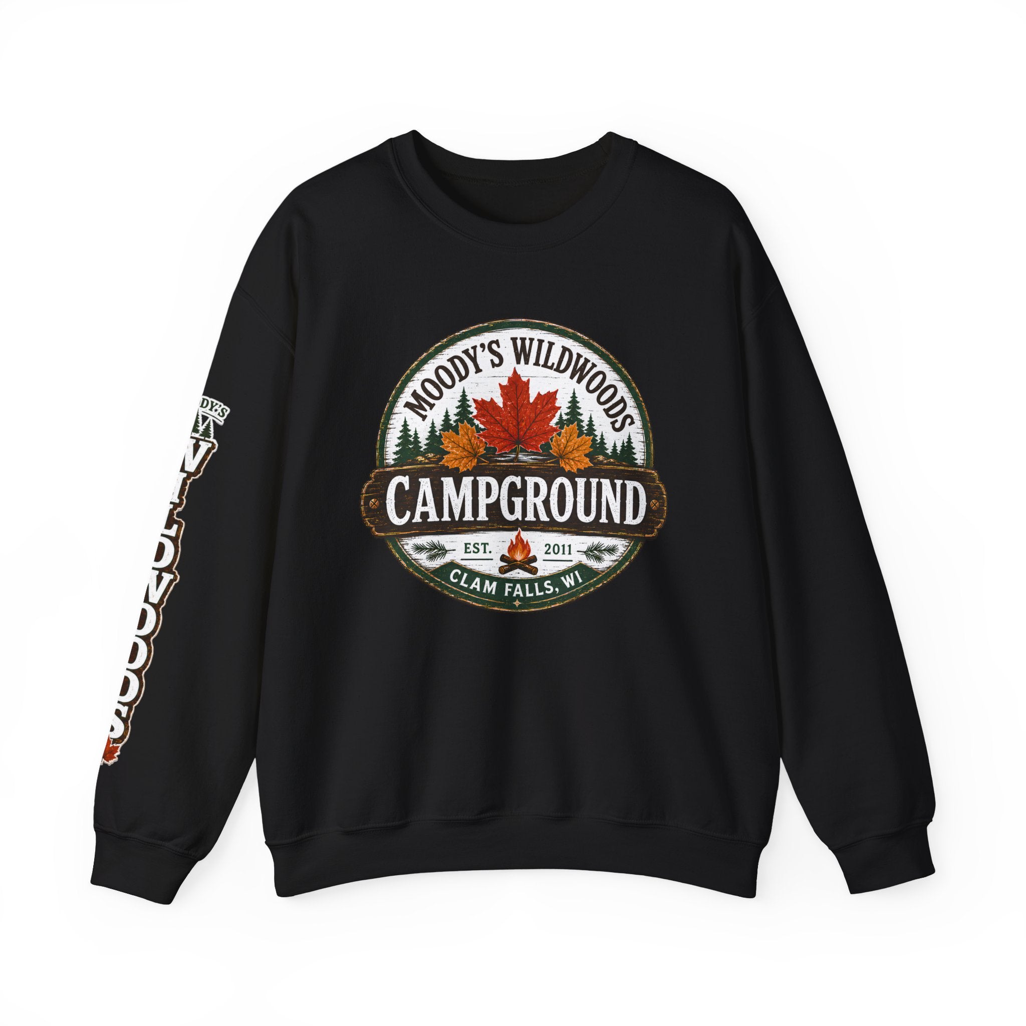 Crewneck Sweatshirt — Moody's Wildwoods Campground Graphic (Autumn Leaves)