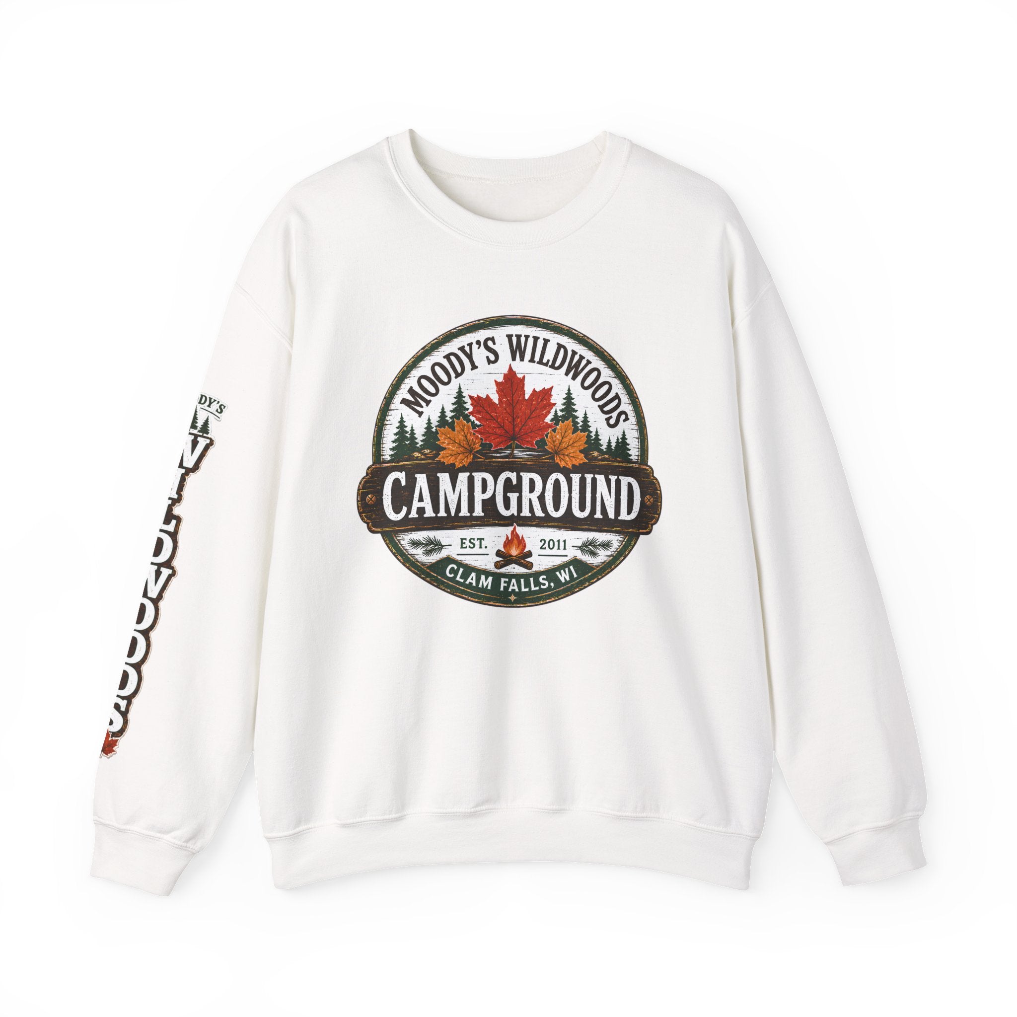 Crewneck Sweatshirt — Moody's Wildwoods Campground Graphic (Autumn Leaves)