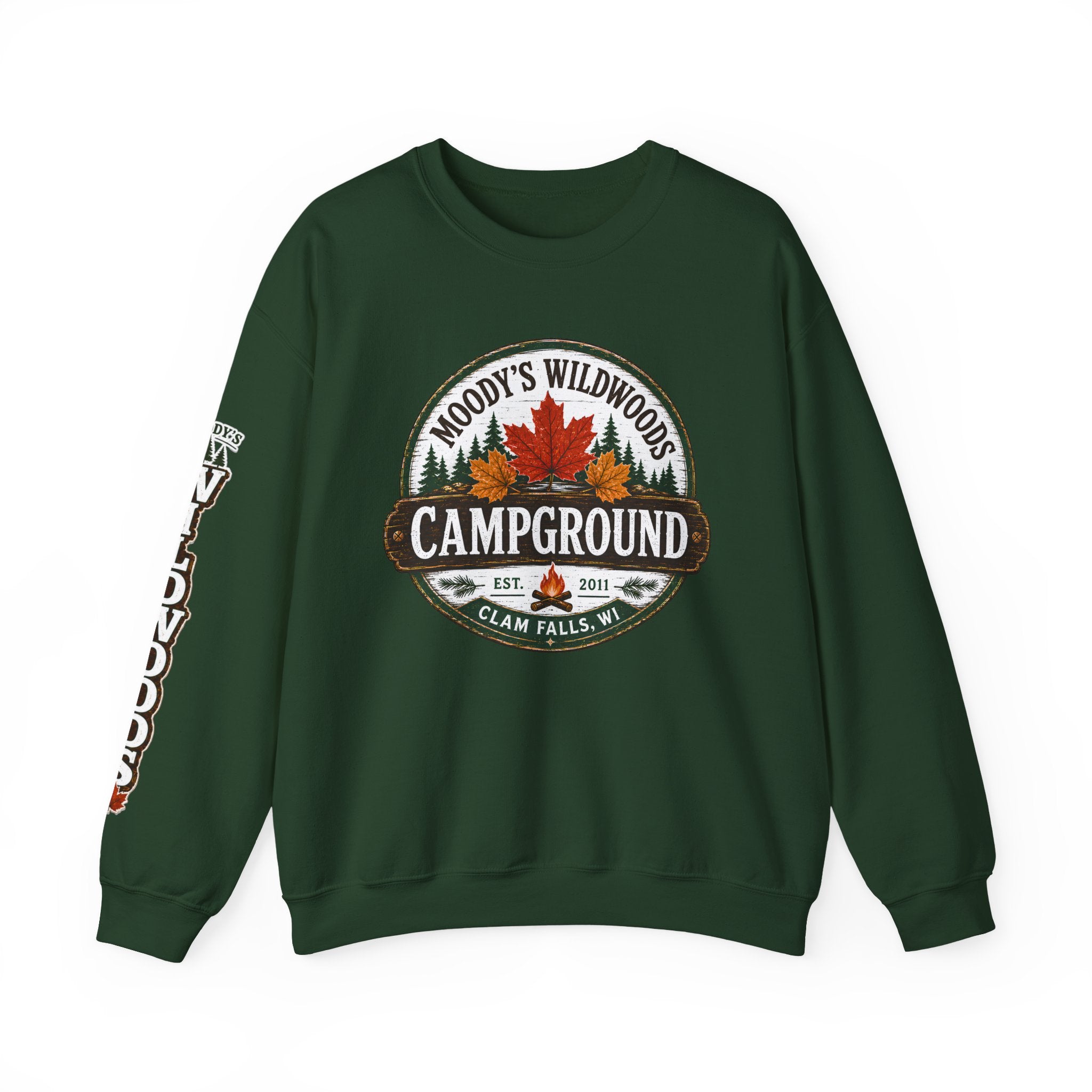 Crewneck Sweatshirt — Moody's Wildwoods Campground Graphic (Autumn Leaves)