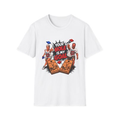 Cornhole Graphic Tee — "Your Hole Is My Goal" Funny Corn Toss Shirt