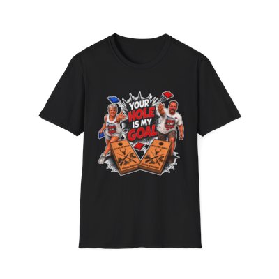 Cornhole Graphic Tee — "Your Hole Is My Goal" Funny Corn Toss Shirt