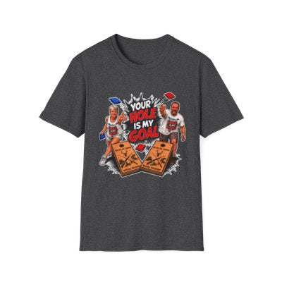 Cornhole Graphic Tee — "Your Hole Is My Goal" Funny Corn Toss Shirt