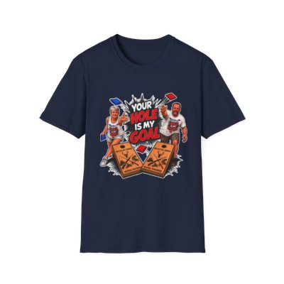 Cornhole Graphic Tee — "Your Hole Is My Goal" Funny Corn Toss Shirt